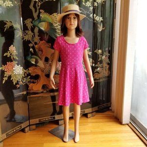 S O Size 7 Pink Cotton Short Sleeve Casual Dress